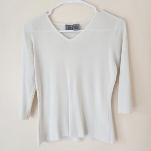 LP 100% Silk White V-Neck Blouse